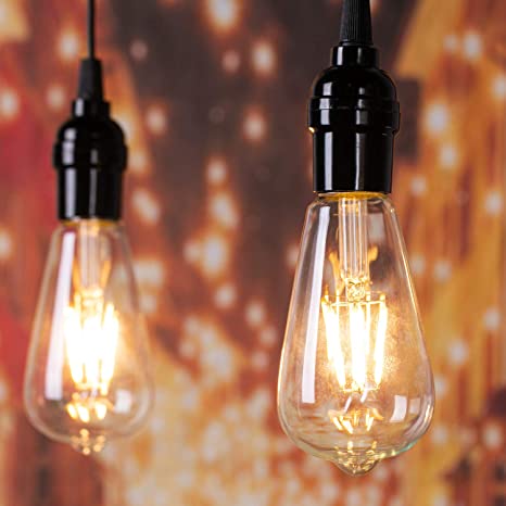 LED Light Bulbs 6 Packs, Brightown Clear Glass Light Bulbs E26 Base ST64 Dimmable Filament Edison Light Bulbs 6W 2700K, 60W Incandescent Equivalent, 430 Lumens, Warm White