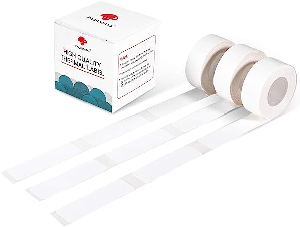 Phomemo D30 Thermal Label, self-Adhesive Label, 1/2" X 1 7/8" (14mm X 50mm) 130 Labels/Roll, Compatible with Phomemo D30 Label Maker, Thermal Label Paper,White,3 Roll