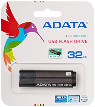 ADATA S102 Pro 32 GB USB 3.0 Ultra Fast Read Speed up to 90 MB/s Flash Drive, Grey (AS102P-32G-RGY)