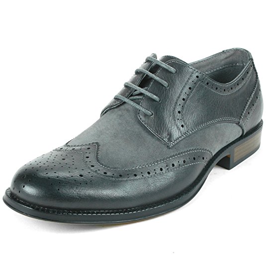 Alpine Swiss Men's Zurich Wing Tip Oxfords Two-tone Brogue Medallion