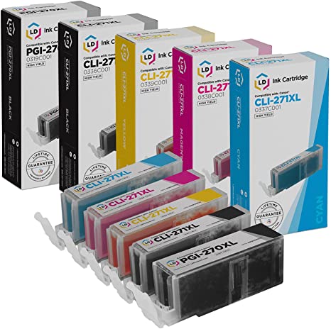 LD Compatible Ink Cartridge Replacement for Canon PGI-270XL & CLI-271XL High Yield (Pigment Black, Black, Cyan, Magenta, Yellow, 5-Pack)