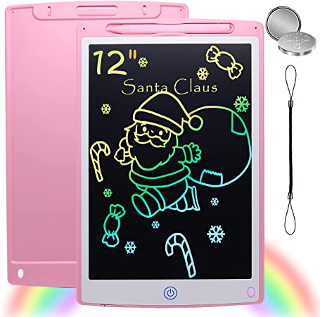 Toys for 3-10 Years Old Girls Boys, GlowGeek Drawing Board for Kids, 12 Inch LCD Writing Tablet, Girl Toys for 3 4 5 6 Year Old Girls, Educational Birthday Gift for 3 4 5 6 7 8 Years Old Kids (Pink)