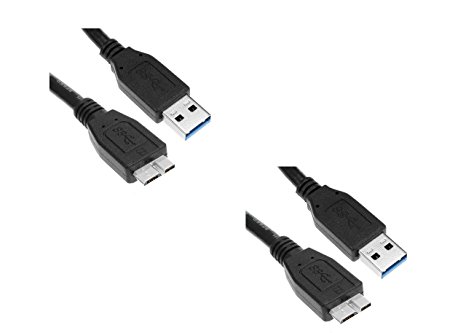 (2 Pack) 35CM (1Feet) USB 3.0 Micro Cable A to Micro B For - WD Western Digital My Passport and Elements Hard Drives l Seagate/Toshiba/Hitachi/Samsung/Clickfree External Hard Drives