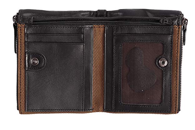 Easyoulife RFID Mens Genuine Leather Wallets Vintage Bifold Wallet 2 Zip Pocket