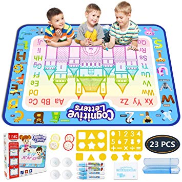 Jasonwell Aqua Magic Doodle Mat 100cm x 80cm Extra Large Water Drawing Doodling Mat Coloring Mat Educational Toys for Kids Toddlers Boys Girls 2 3 4 5 6 Year Old
