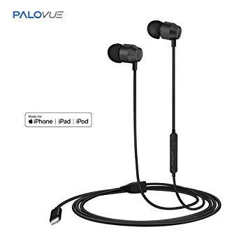 PALOVUE Earflow In-Ear Lightning Headphone Magnetic Earphone MFi Certified Earbuds with Microphone Controller for iPhone X iPhone 8/P iPhone 7/P (Metallic Black)