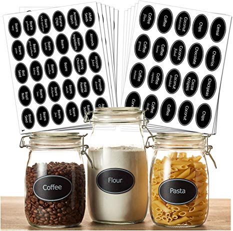 Hayley Cherie - 350 Printed Pantry Label Set - Chalkboard Oval Stickers in Large 3" Size and Medium 2.5" Size - Includes Extra Write-on Labels - Waterproof Vinyl and Tear Resistant