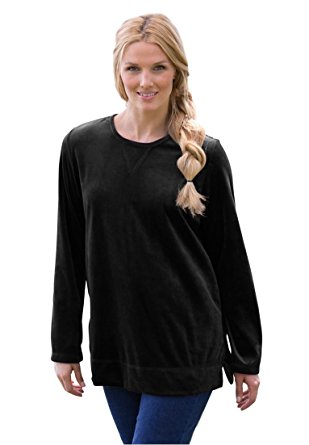 Women's Plus Size Top, Sweatshirt In Plush Tunic-Length Velour Knit