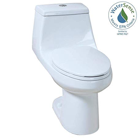 1-piece High Efficiency Dual Flush Elongated Toilet in White