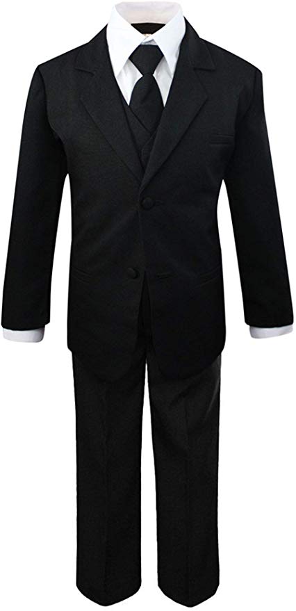 Luca Gabriel Toddler Boys' 5 Piece Classic Fit No Tail Formal Khaki Dress Suit Set with Tie and Vest