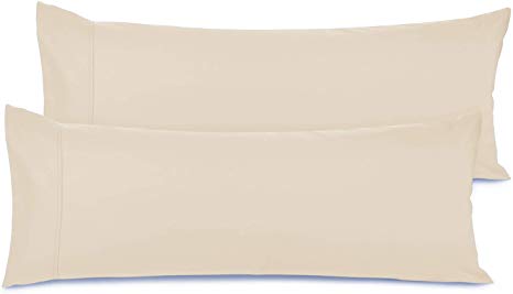 Nestl Bedding Body Pillow Case Set of 2 - Double Brushed Microfiber Hypoallergenic Pillow Covers - 1800 Series Premium Bed Pillow Cases, 20"x54" - Beige