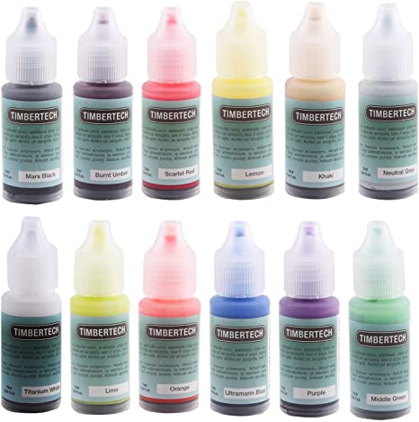 Timbertech Acrylic Airbrush Paint, Professional 12 * 10ml Color Set of Acrylic Paint, Quick Drying Water Based, Rich Vivid Colors for Artists, Students, Beginners