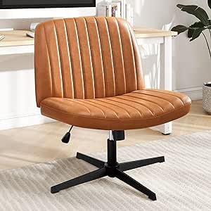 Criss Cross Chair, Cross Legged Office Chair, Wide Comfty Desk Chair, No Wheels Armless Computer Task Chair, Swivel Vanity Home Chair, Height Adjustable