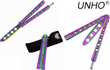 Unho BALISONG Practice Knife Trainer Multicolored Training Dull Knife No Offensive Blade
