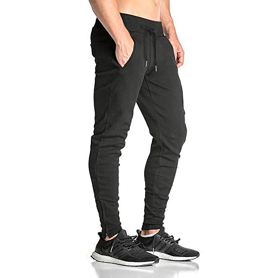 BROKIG Mens Zip Gym Joggers Sweatpants Tracksuit Jogging Bottoms Running Trousers with Pockets