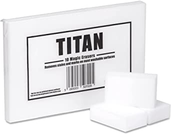 TITAN Magic Eraser Sponge 10 Pack - Powerful Large Magic Cleaning Sponges Easily Remove Scuffs, Marks and Stains Chemical Free - Durable & Flexible Magic Sponges
