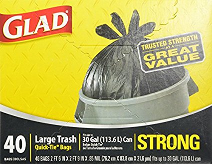 Glad Large Trash Bags, 30 Gallon 40 bags