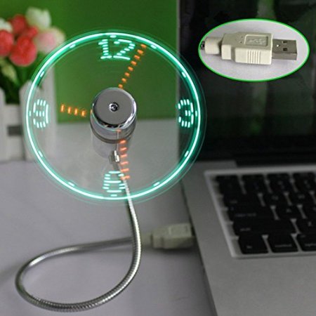 Tenflyer New LED USB Fan Clock Mini Flexible Time with LED Light - Cool Gadget
