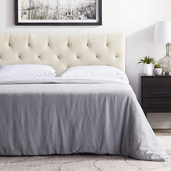 LUCID Mid-Rise Upholstered Headboard - Adjustable Height from 34” to 46” - King/California King - Pearl