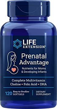 Life Extension Prenatal Advantage | Choline   Folic Acid   Dha | Complete Prenatal Multivitamin 120 Softgels