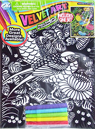 Creative Kids Velvet Poster Art Set - 1 - 7 1/4" x 10" Sheet and 5 Markers (Birds)