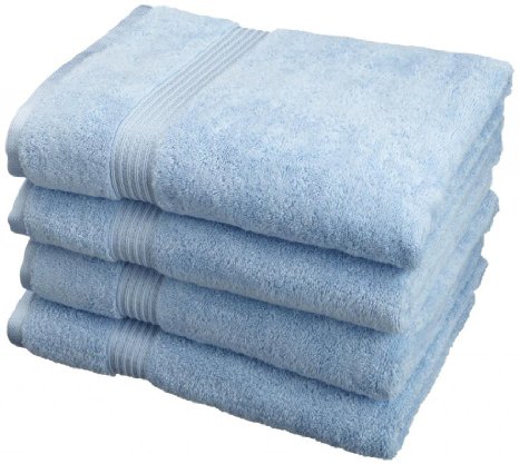 Luxury Spa Collection - 4 Piece Bath Towel Set - 100% Genuine Egyptian Cotton, LIGHT BLUE