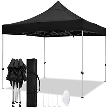 TopCamp 10x10 ft Pop-Up Canopy Tent, Outdoor Portable Instant Shelter for Party, Wedding, Commercial Activities with Aluminum Alloy Frame & 420D Waterproof and UV-Treated Top & Carry Bag (Black)