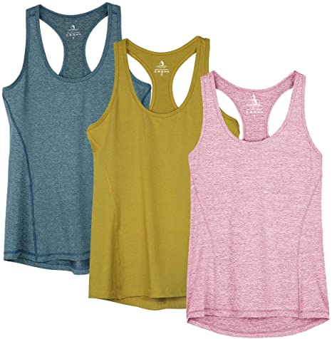 icyzone Workout Tank Tops for Women - Racerback Athletic Yoga Tops, Running Exercise Gym Shirts(Pack of 3)