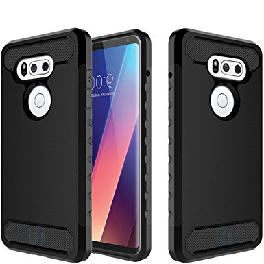 LG V30 Case, LG V30  Case, LG V30 Plus, ATUS - [Carbon Fiber] Anti-Slip Slim Fit Case (Black/Black)