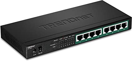 TRENDnet 8-Port Gigabit PoE  Switch, 65W PoE Power Budget, 16Gbps Switching Capacity, IEEE 802.1p QoS, DSCP Pass-Through Support, Fanless, Wall Mountable, Lifetime Protection, Black, TPE-TG83