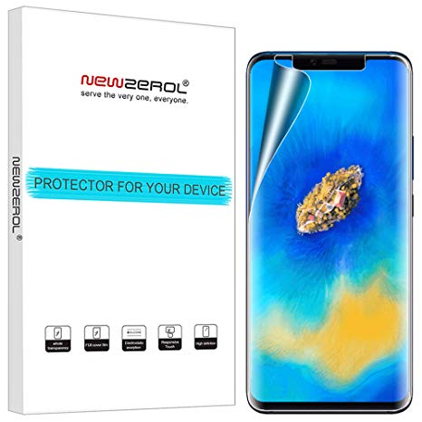 NEWZEROL [2 Pack for Huawei Mate 20 Pro Screen Protector In-screen Fingerprint Recognition [Premium Quality] Anti-Bubble TPU 3D Edge to Edge [Full Coverage] Soft Screen Protector
