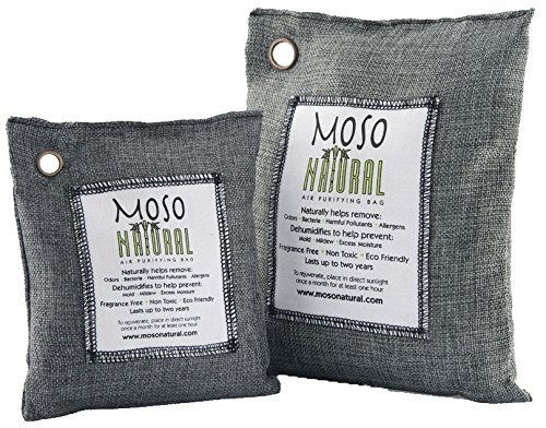 Two (2) Moso Natural Air Purifying Bags 1-200g and 1-500g, Charcoal