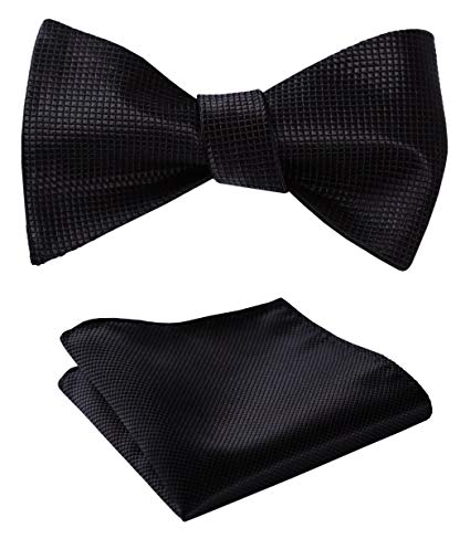 Men's Solid Color Jacquard Woven Self Bow Tie Set