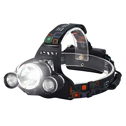 Super Bright LED Headlamp - 4 Lighting Modes Headlight, With Rechargeable Batteries for Outdoor Camping Hiking Hunting, Waterproof