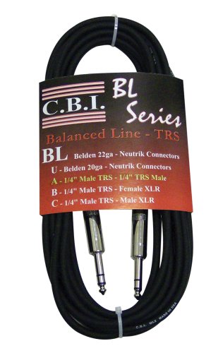 CBI BL2A Cable - 20 Foot, 1/4 Inch TRS To 1/4 Inch TRS Balanced