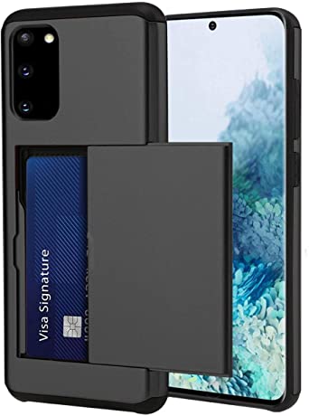 LUUDI for Galaxy S20 5G Case with Card Holder Slim Protective Shockproof S20 Case Card Slot Hidden Credit Card Wallet Cover Scratch Resistant Dual Layer Hard Cover for Galaxy S20 6.2 inches Black