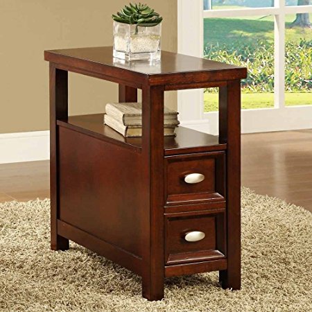 New Crownmark Dempsey Chairside End Table Cherry Finish Wood Furniture