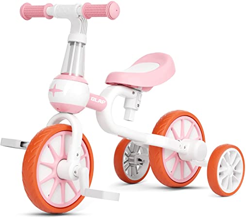 GLAF 4 in 1 Kids Tricycles for 1 2 3 4 Years Old Boys Girls Trikes Toddler Tricycle Baby Balance Bike Infant Trike for 2-4 Years Old 3 Wheels Tricycle Toddler First Bike