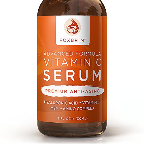 Foxbrim Vitamin C Serum for Face 1 fl oz - BEST Anti-Aging Serum - Vegan Hyaluronic Acid and Amino Complex - Premium Face Serum for Beautiful Skin - Natural and Organic - Perfect for All Skin Types - Lasting Results with Amazing Guarantee