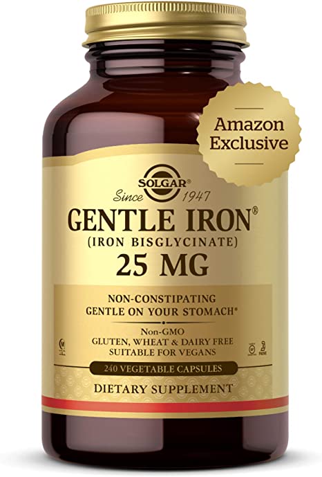 Solgar Gentle Iron, 240 Vegetable Capsules - Ideal for Sensitive Stomachs - Non-Constipating  - Red Blood Cell Supplement - Non GMO, Vegan, Gluten Free, Dairy Free, Kosher - 240 Servings