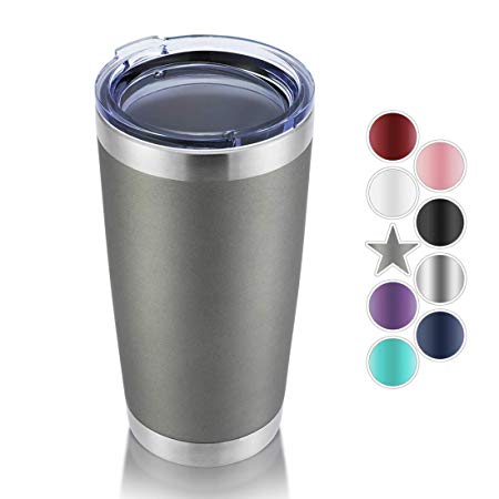 DOMICARE 20oz Stainless Steel Tumbler with Lid, Double Wall Vacuum Insulated Travel Mug, Durable Powder Coated Insulated Coffee Cup, 1 Pack, Gray