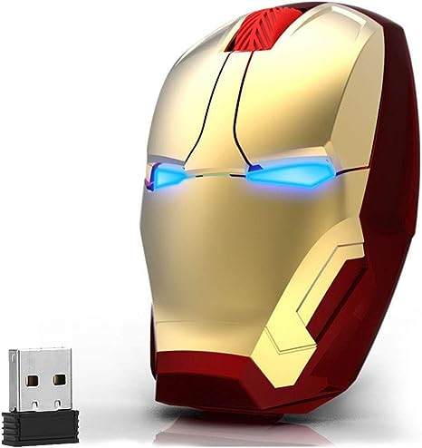 Carledon Iron Man Mouse Wireless 2.4G Portable Mobile Computer Click Silent Mouse Optical Mice with USB Receiver for Notebook PC Laptop Mac Book(Gold)