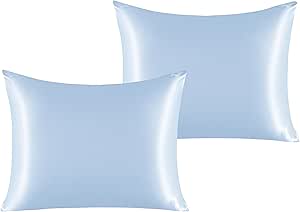 NTBAY 2 Pack Satin Standard Pillowcases for Hair and Skin, Luxurious and Silky Pillow Cases with Envelope Closure, 20x26 Inches, Aqua