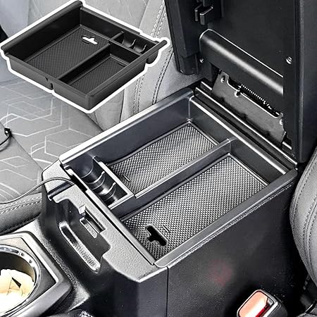 EDBETOS Center Console Accessory Organizer Compatible with 3rd Gen Toyota Tacoma 2016-2019 2020 2021 ABS Material Armrest Box Insert Tray (Black Trim)