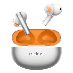 (Refurbished) realme Buds Air 6 TWS Earbuds with 12.4 mm Deep Bass Driver, 40 Hours Play time, Fast Charge,50 dB ANC,LHDC 5.0, 55 ms Low Latency, IP55 Dust & Water Resistant, Bluetooth v5.3 (Flame Silver)