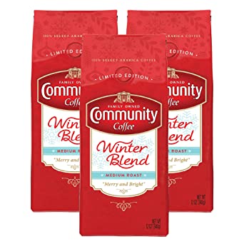 Community Coffee Winter Blend Medium-dark Roast Ground Coffee, 12 Oz (Pack Of 3), Winter Blend, 36 Oz