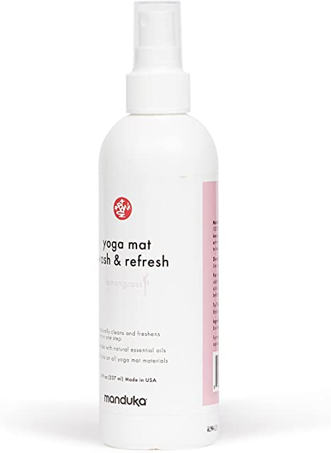 Manduka Yoga Mat Wash and Refresh – 100% Natural Essential Oil Yoga Mat Cleaning Spray, Fitness Equipment and Gym Accessories Cleaner, Non-irritating, Pet Friendly