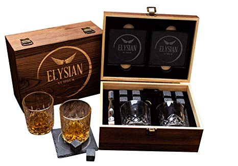 Whiskey Stones, Whiskey Glass Gift Set, Reusable Chilling Stones-Cooling Your Favourite Beverage Without Dilution. Whiskey Glasses Set of 2, Mens Gift, Womens Gift, Dad, Best Man Gift, Whisky Stones