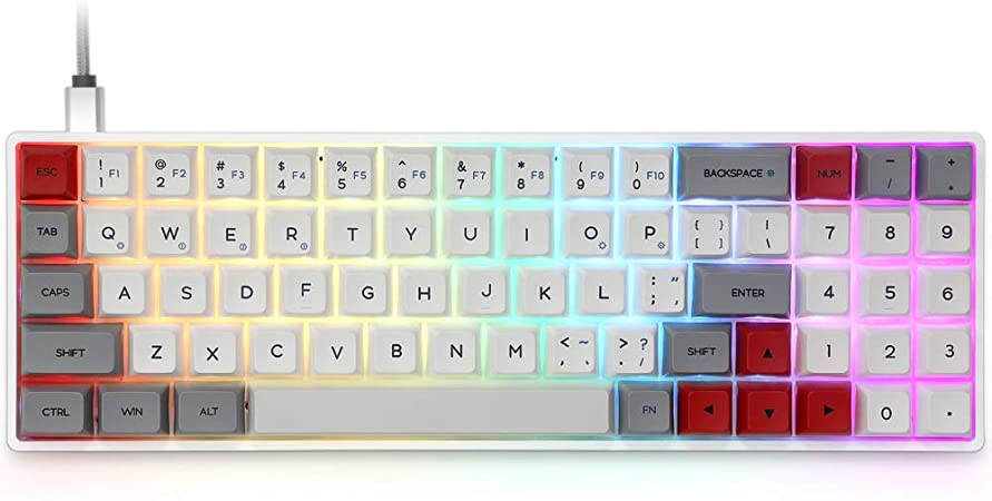 EPOMAKER SK71 71 Keys Hot Swappable Mechanical Keyboard with RGB Backlit PBT GSA Keycaps for Win/Mac/Gaming (Gateron Optical Red, Grey)