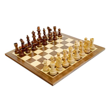 WE Games Traditional Staunton Wood Chess Set with Distressed Wooden Board - 14.75 inch Board with 3.75 inch King